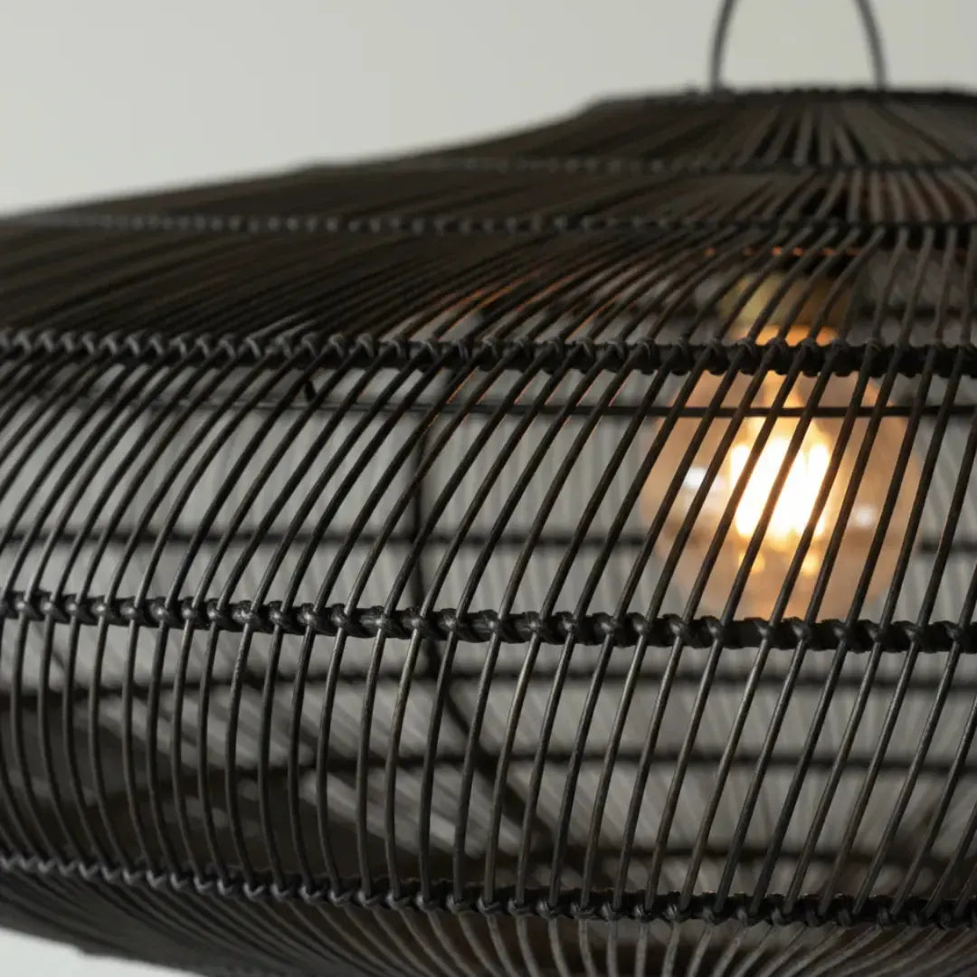 Luminária Artesanal Rattan Preta Gaia 200x55cm Bahali