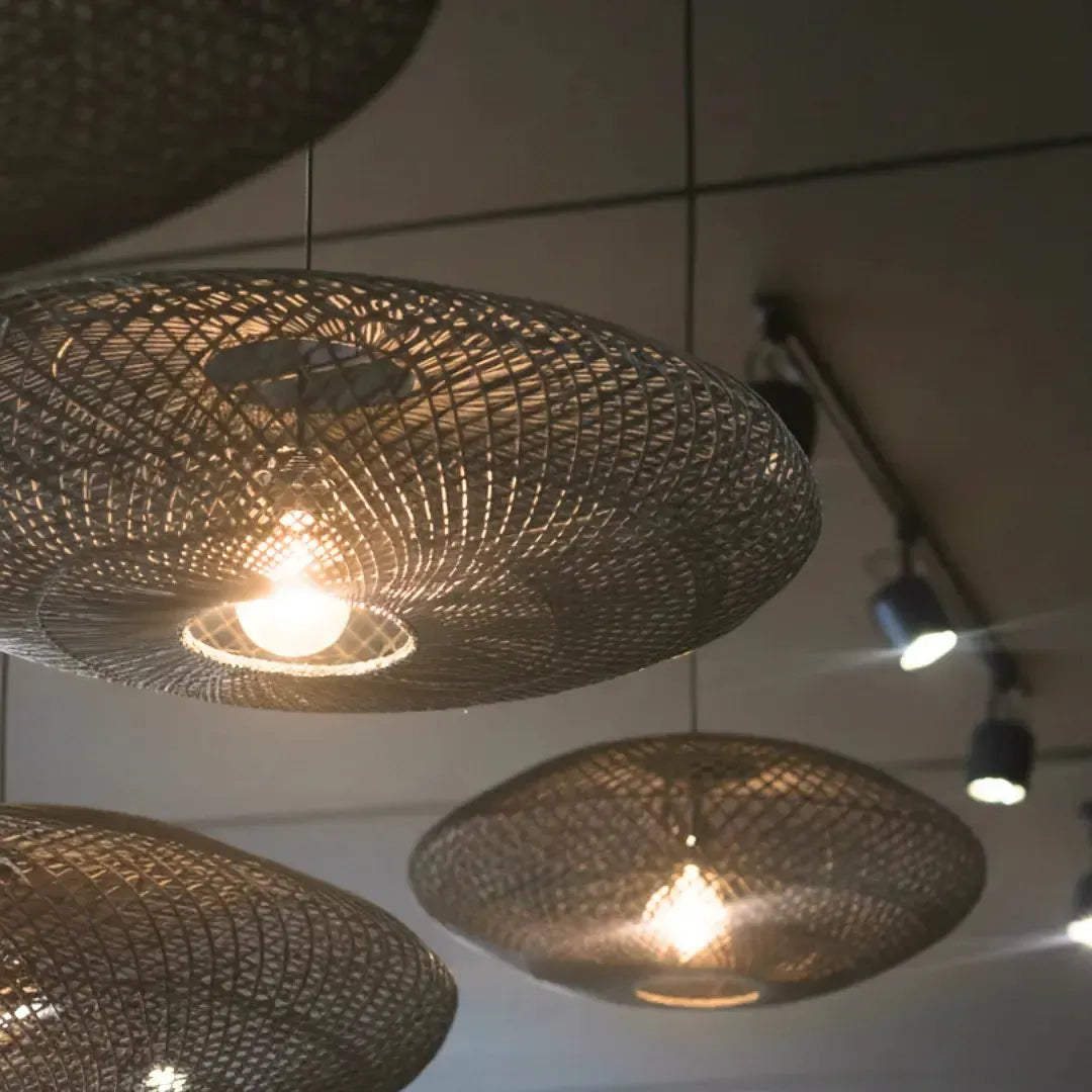 Luminária Artesanal Rattan Preta Gaia 150x47cm Bahali