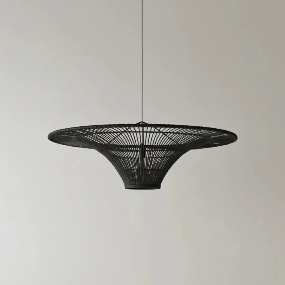 Luminária Artesanal Rattan Preta Liora 150x43cm Bahali