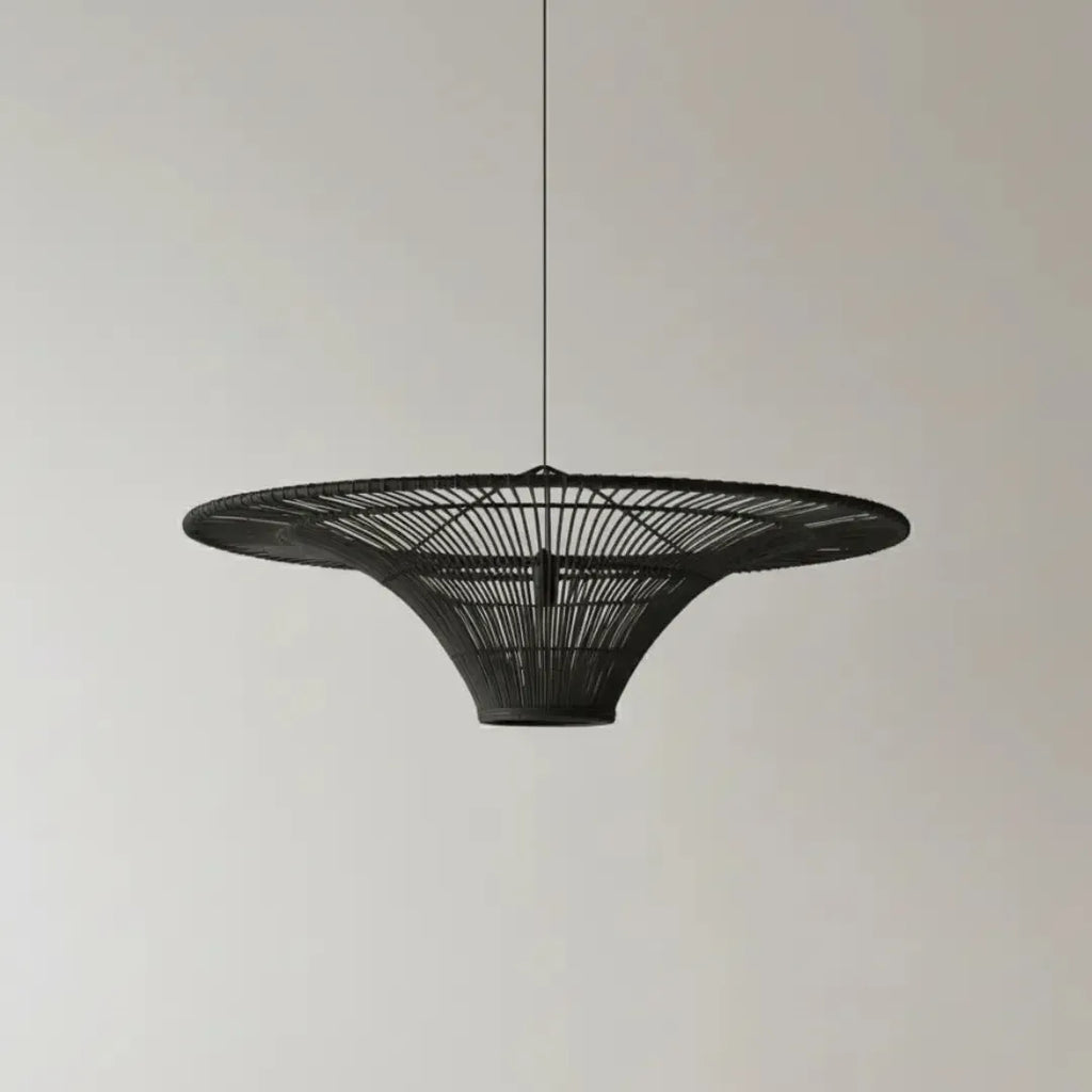 Luminária Artesanal Rattan Preta Liora 110x30cm Bahali