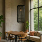 Luminária Artesanal Rattan Preta Nala 50x120cm Bahali