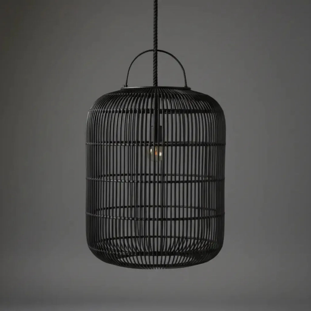 Luminária Artesanal Rattan Preta Nala 50x120cm Bahali