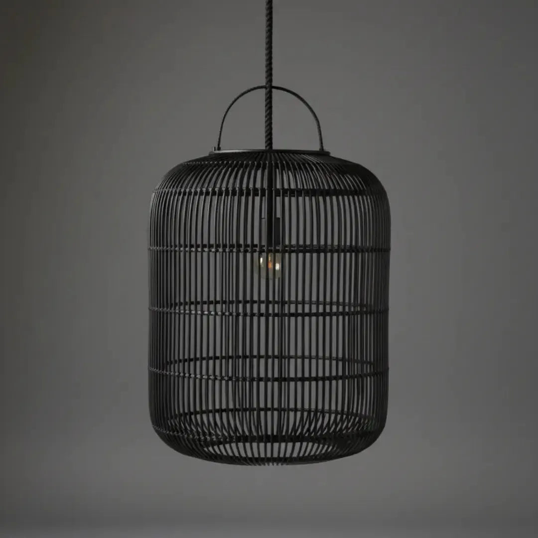 Luminária Artesanal Rattan Preta Nala 50x120cm Bahali