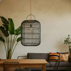 Luminária Artesanal Rattan Preta Nala 50x120cm Bahali