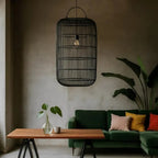 Luminária Artesanal Rattan Preta Nala 50x120cm Bahali