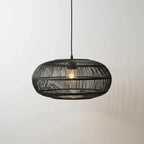 Luminária Artesanal Rattan Preta Nildo 40x22cm Bahali