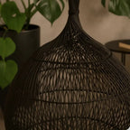 Luminária Artesanal Rattan Preta Noa 50x80cm Bahali
