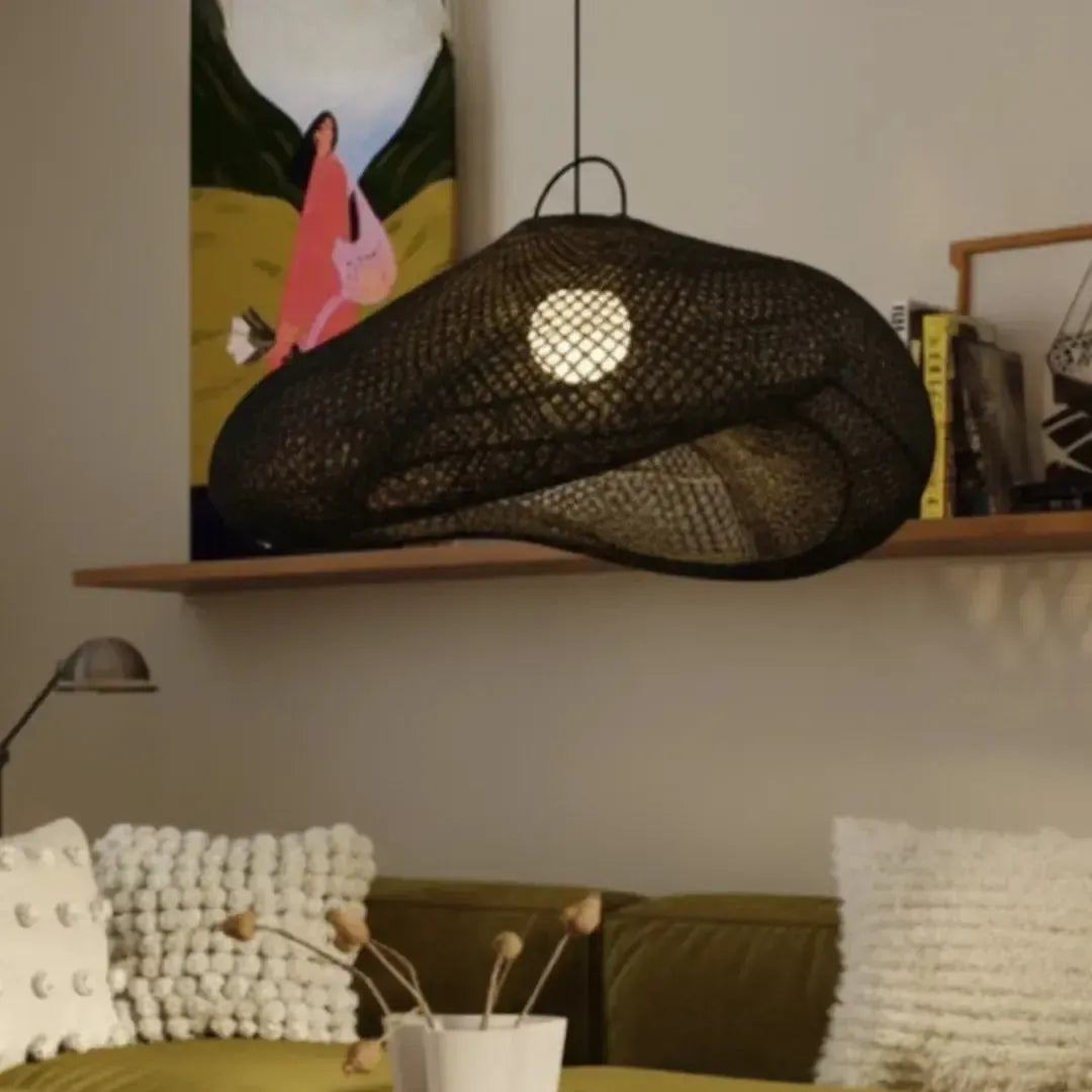 Luminária Artesanal Rattan Preto Nami 120cm Bahali