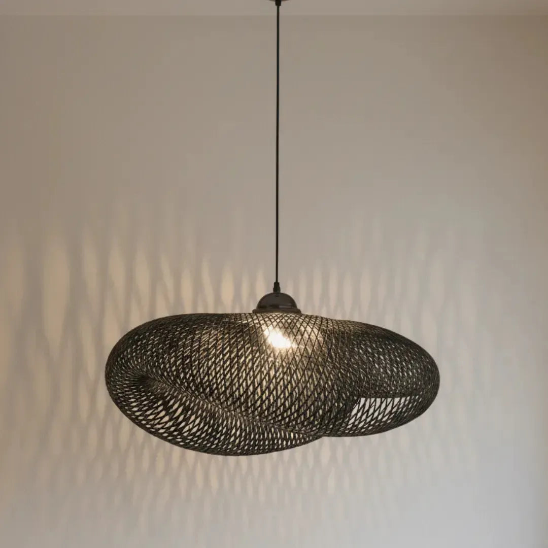 Luminária Artesanal Rattan Preto Nami 120cm Bahali
