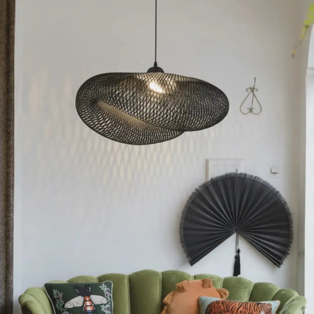 Luminária Artesanal Rattan Preto Nami 120cm Bahali