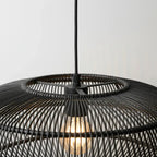 Luminária Artesanal Rattan Preto Nildo 50x28cm Bahali