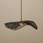 Luminária Artesanal Rattan Preto Orgânica Sora 40x40x15cm Bahali