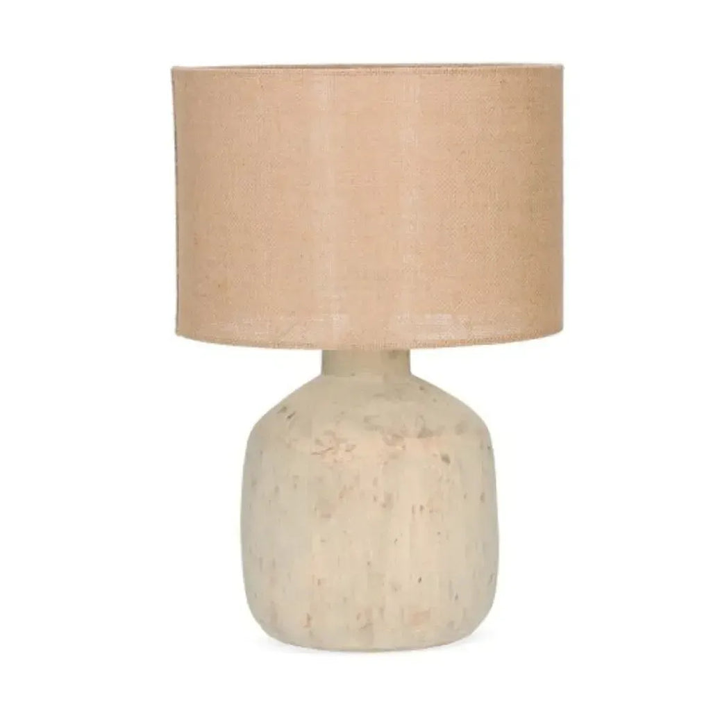 Luminária de Mesa Bivolt Cerâmica e Fibra Natural Bege Mart