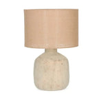 Luminária de Mesa Bivolt Cerâmica e Fibra Natural Bege Mart