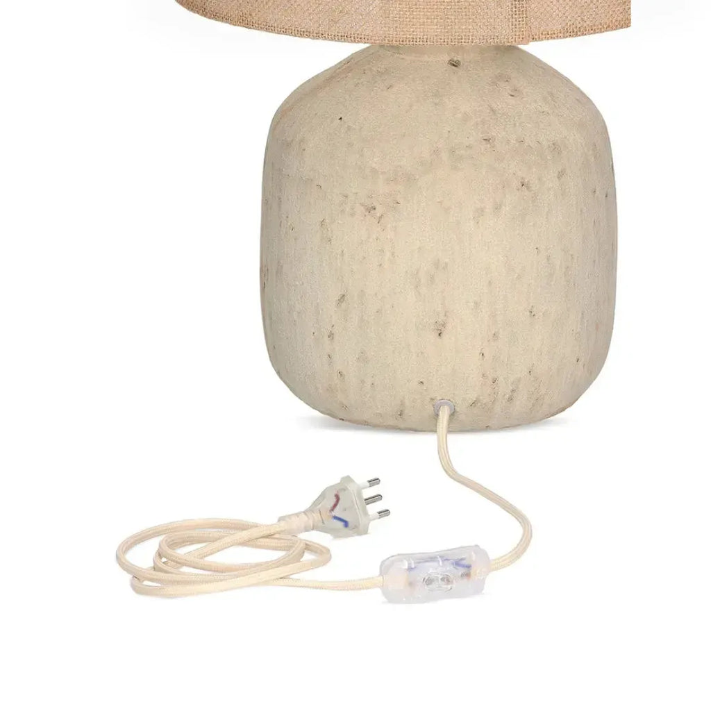 Luminária de Mesa Bivolt Cerâmica e Fibra Natural Bege Mart