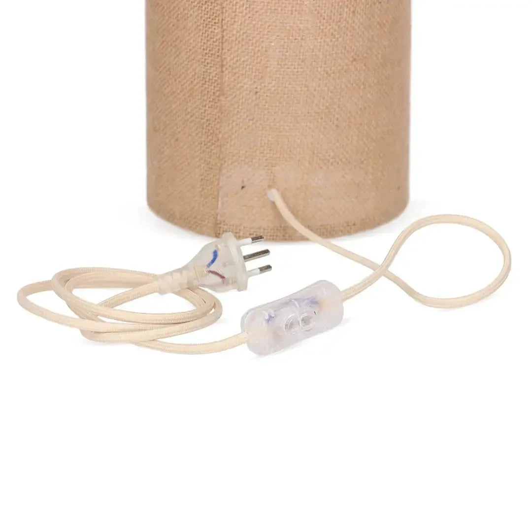 Luminária de Mesa Bivolt com Revestimento Fibra Natural Bege Mart