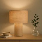 Luminária de Mesa Bivolt com Revestimento Fibra Natural Bege Mart