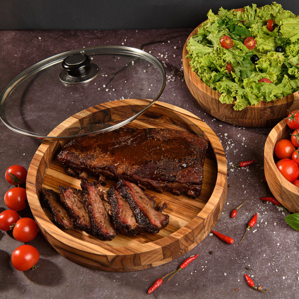 Gamela Flórida Pequena com Tampa de Vidro Madeira Teca Laguiole La Maison