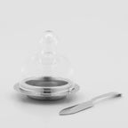 Manteigueira Ravena Inox com Espátula e Tampa de Vidro Riva