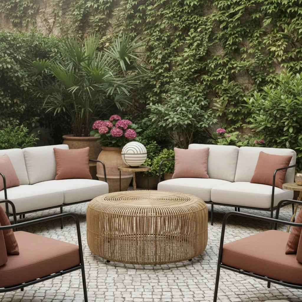Mesa Centro Laiso Rattan Trançado Bahali 80x40cm