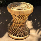 Mesa Lateral Mandola Redonda em Rattan Trançado Bahali 35x45cm