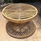 Mesa Lateral Mandola Redonda em Rattan Trançado Bahali 70x43cm