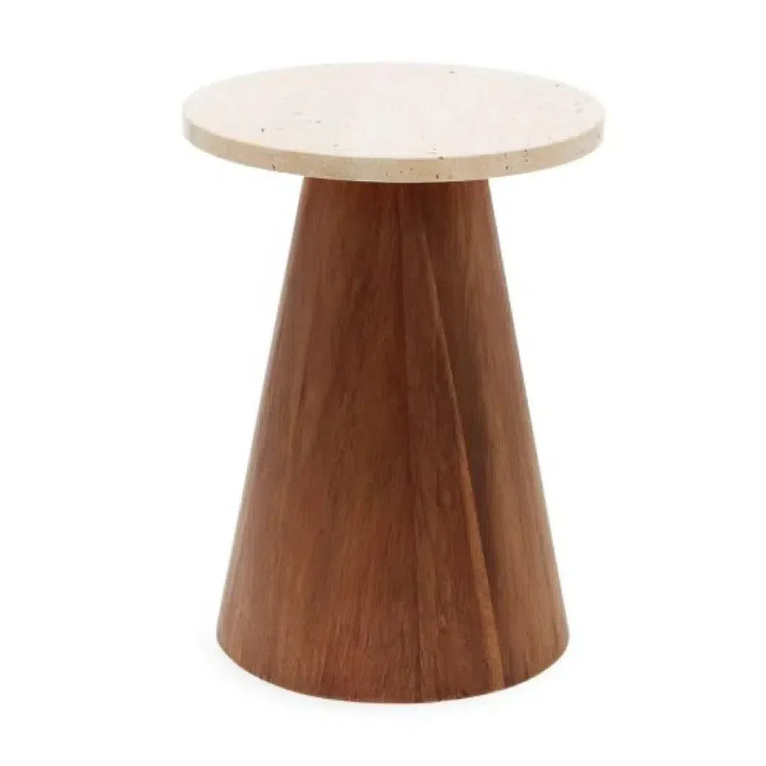 Mesa com Pé de Madeira e Tampo de Mármore 40x29,5x29,5cm Mart