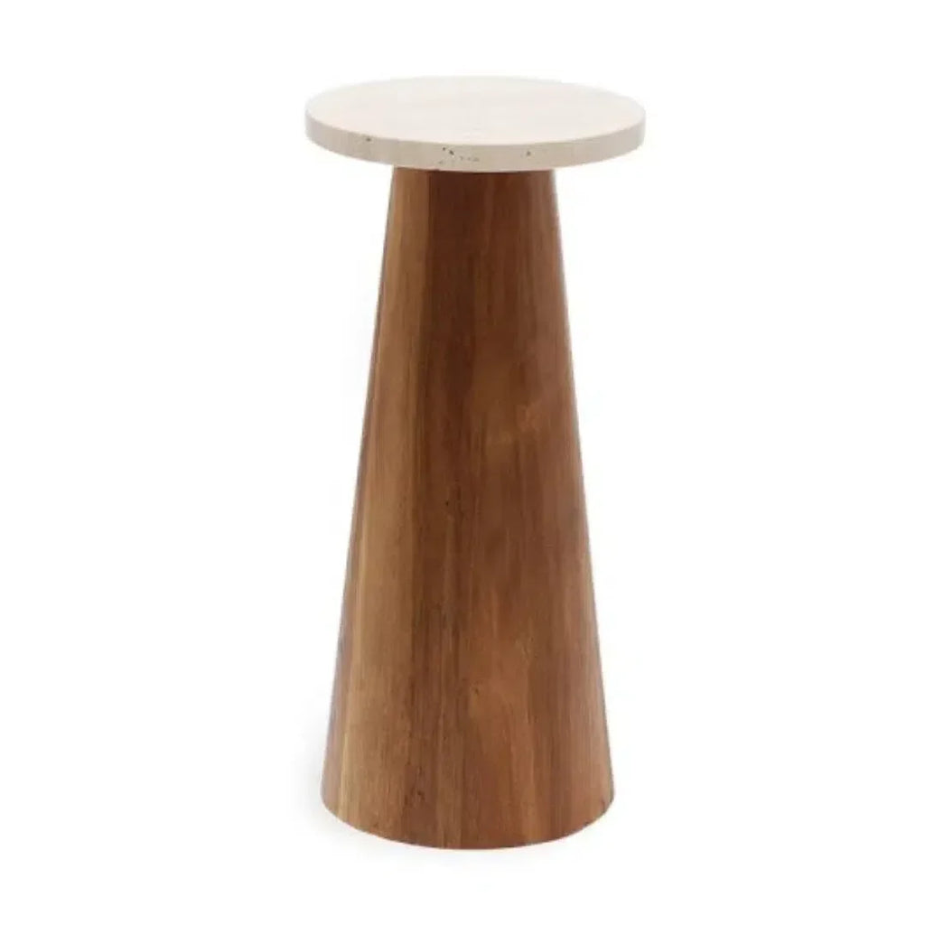 Mesa com Pé de Madeira e Tampo de Mármore 48x22x22cm Mart
