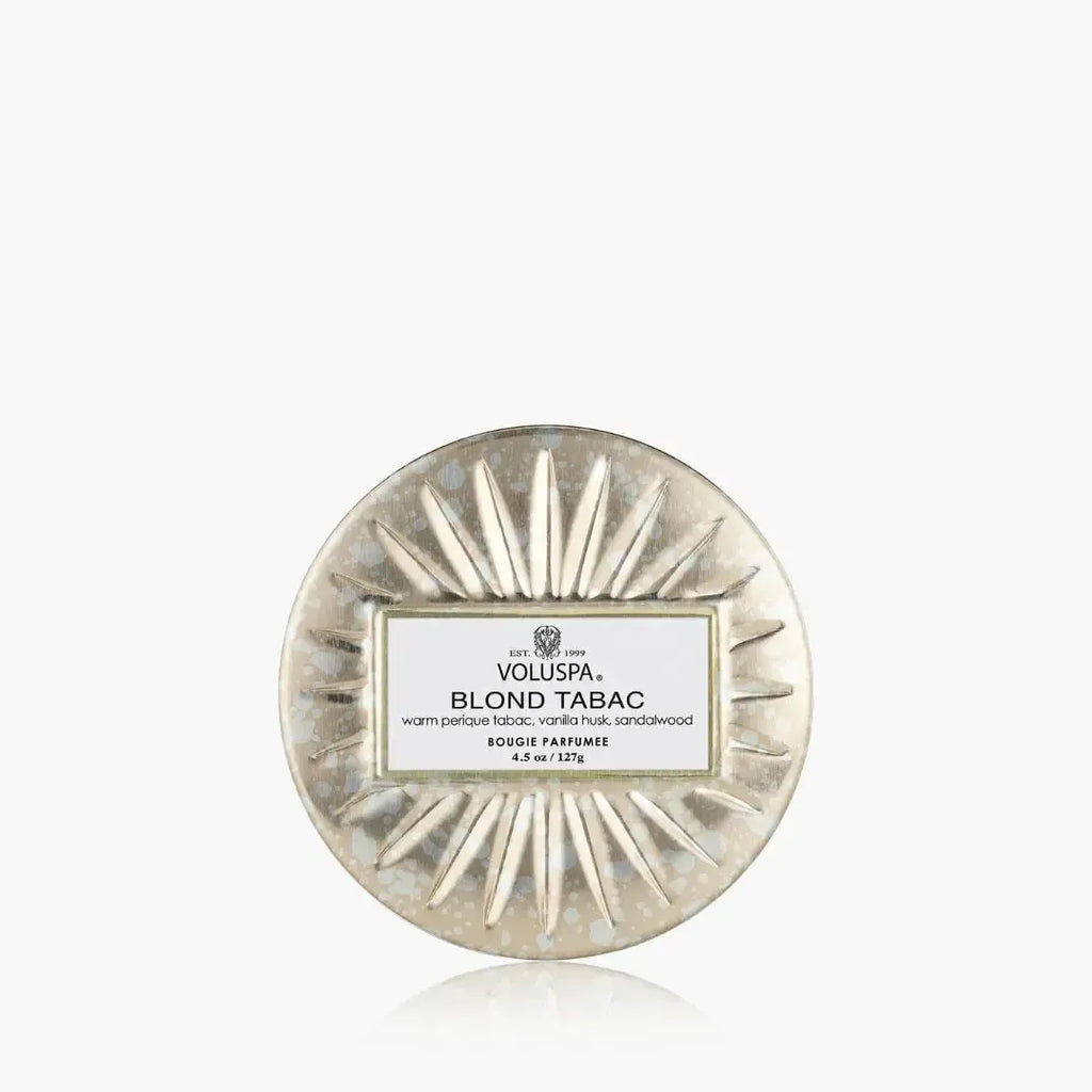Mini Vela Voluspa Lata Blond Tabac 25 Horas