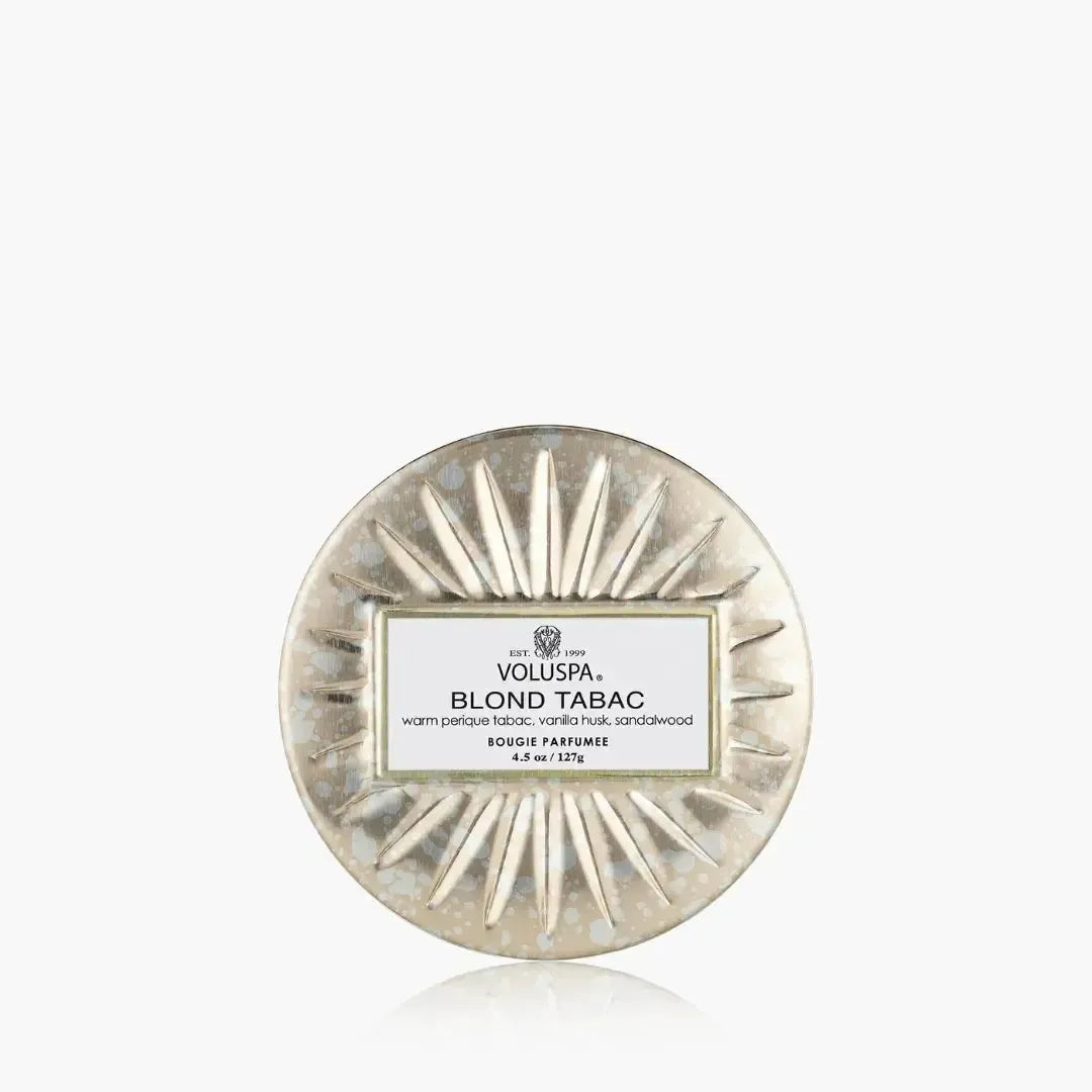 Mini Vela Voluspa Lata Blond Tabac 25 Horas
