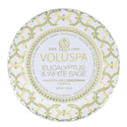 Mini Vela Voluspa Lata Eucalyptus e White Sage 25 Horas