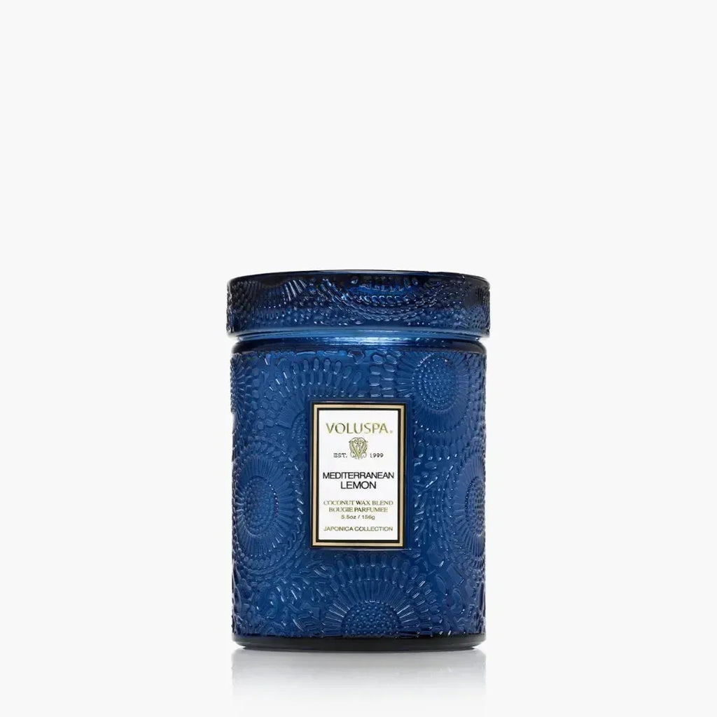 Mini Vela Voluspa Pote de Vidro Relevo Mediterranean Lemon 50 Horas