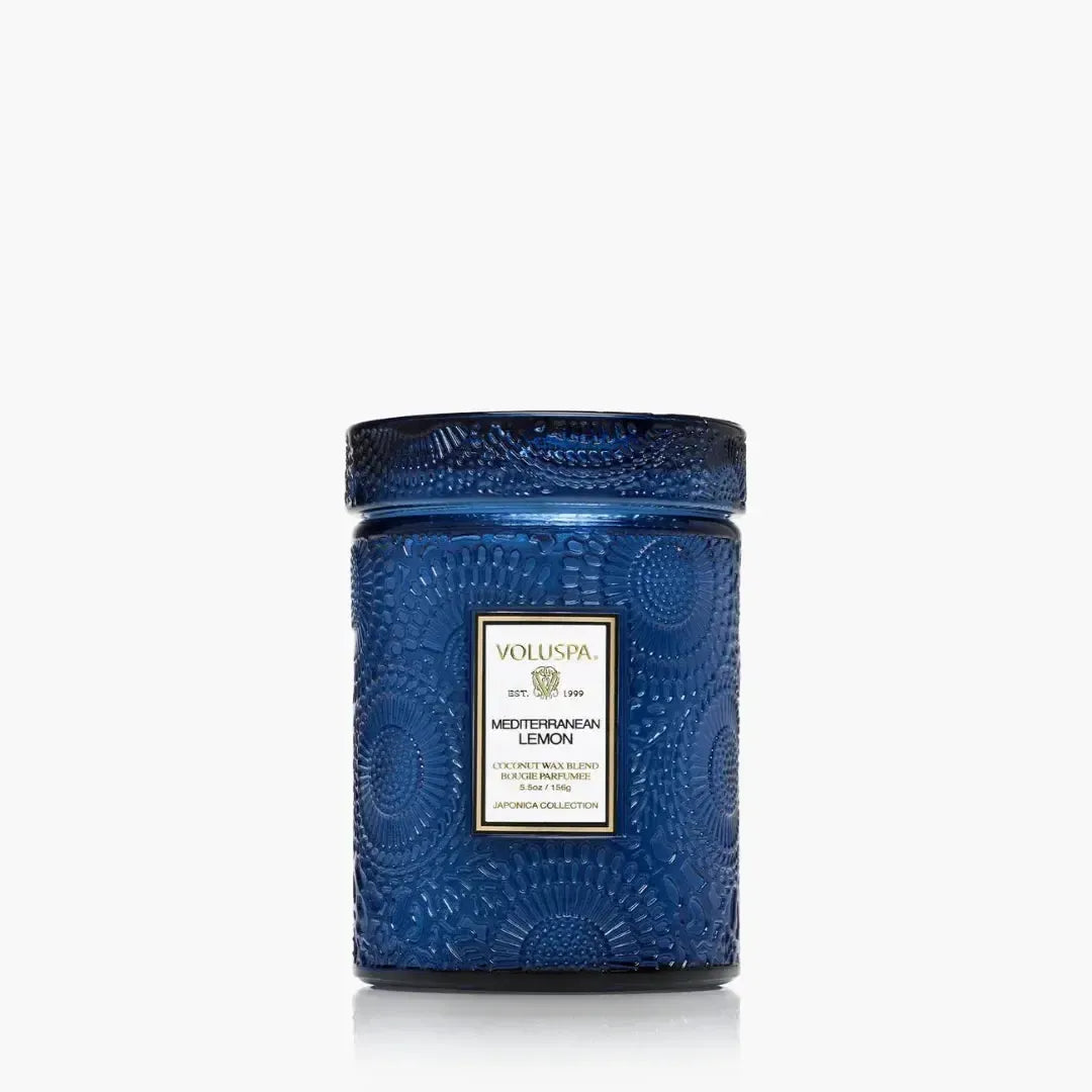 Mini Vela Voluspa Pote de Vidro Relevo Mediterranean Lemon 50 Horas