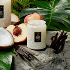 Mini Vela Voluspa Pote de Vidro Relevo Tahitian Coconut Vanilla 50 Horas