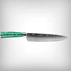 OUTLET: Faca do Chef Artemano 20cm com Acabamento em Aço Damasco e Cabo em Pakkawood Jungle