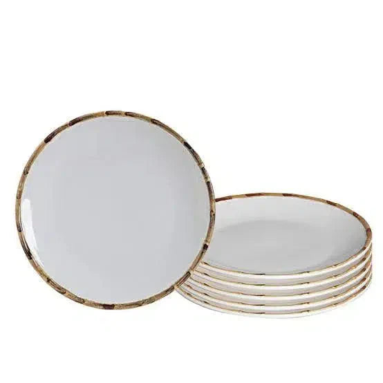 Jogo 6 Pratos de Sobremesa Cerâmica Bambu 20cm Scalla
