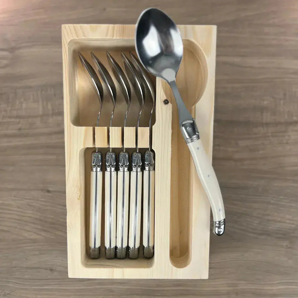 OUTLET: Kit com 6 Colheres Luxo Marfim Laguiole La Maison