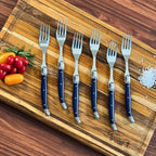 Kit com 6 Garfos Luxo Azul Marinho Laguiole La Maison