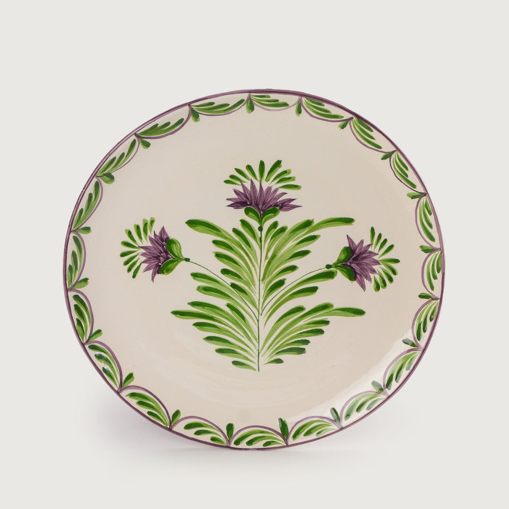 Prato Raso Cerâmica Sinuoso 27cm Flor de Alcachofra