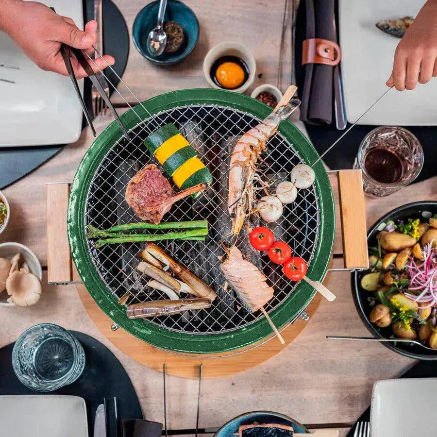 PRÉ-VENDA: Churrasqueira Portátil Hibachi Redonda Verde Artemano