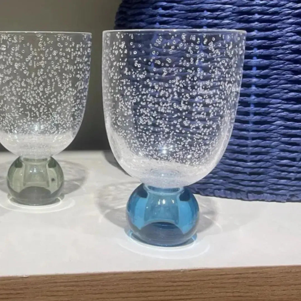 Conjunto 6 Copos Acrilico Detalhes Bolhas base Esfera Transparente / Verde Linha Sintonia 360ml