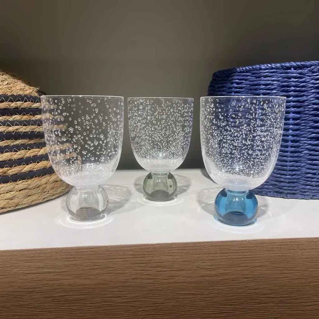 Conjunto 6 Copos Acrilico Detalhes Bolhas base Esfera Transparente / Verde Linha Sintonia 360ml