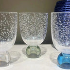 Conjunto 6 Copos Acrilico Detalhes Bolhas base Esfera Transparente / Verde Linha Sintonia 360ml