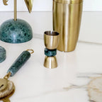 PRÉ-VENDA: Dosador Duplo Dourado Detalhe Green Marble