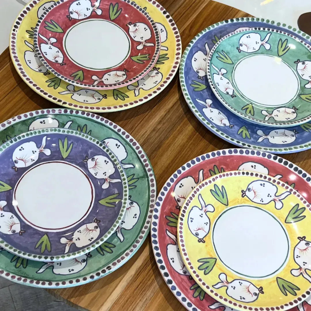 Jogo 4 Pratos Rasos Cerâmica Pescare 27cm Scalla