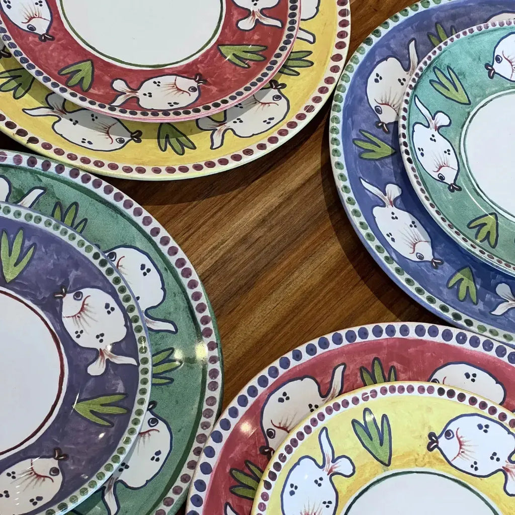 Jogo 4 Pratos Rasos Cerâmica Pescare 27cm Scalla