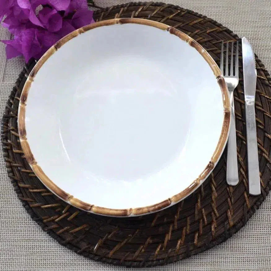 Jogo 6 Pratos Fundos Cerâmica Bambu 24cm Scalla