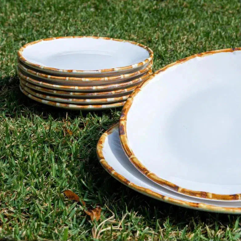 Jogo 6 Pratos Rasos Cerâmica Bambu 27cm Scalla