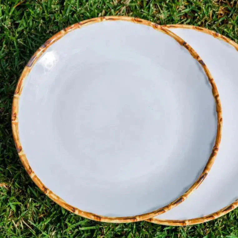 Jogo 6 Pratos Rasos Cerâmica Bambu 27cm Scalla