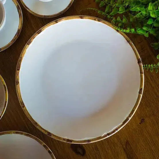 Jogo 6 Pratos Rasos Cerâmica Bambu 27cm Scalla